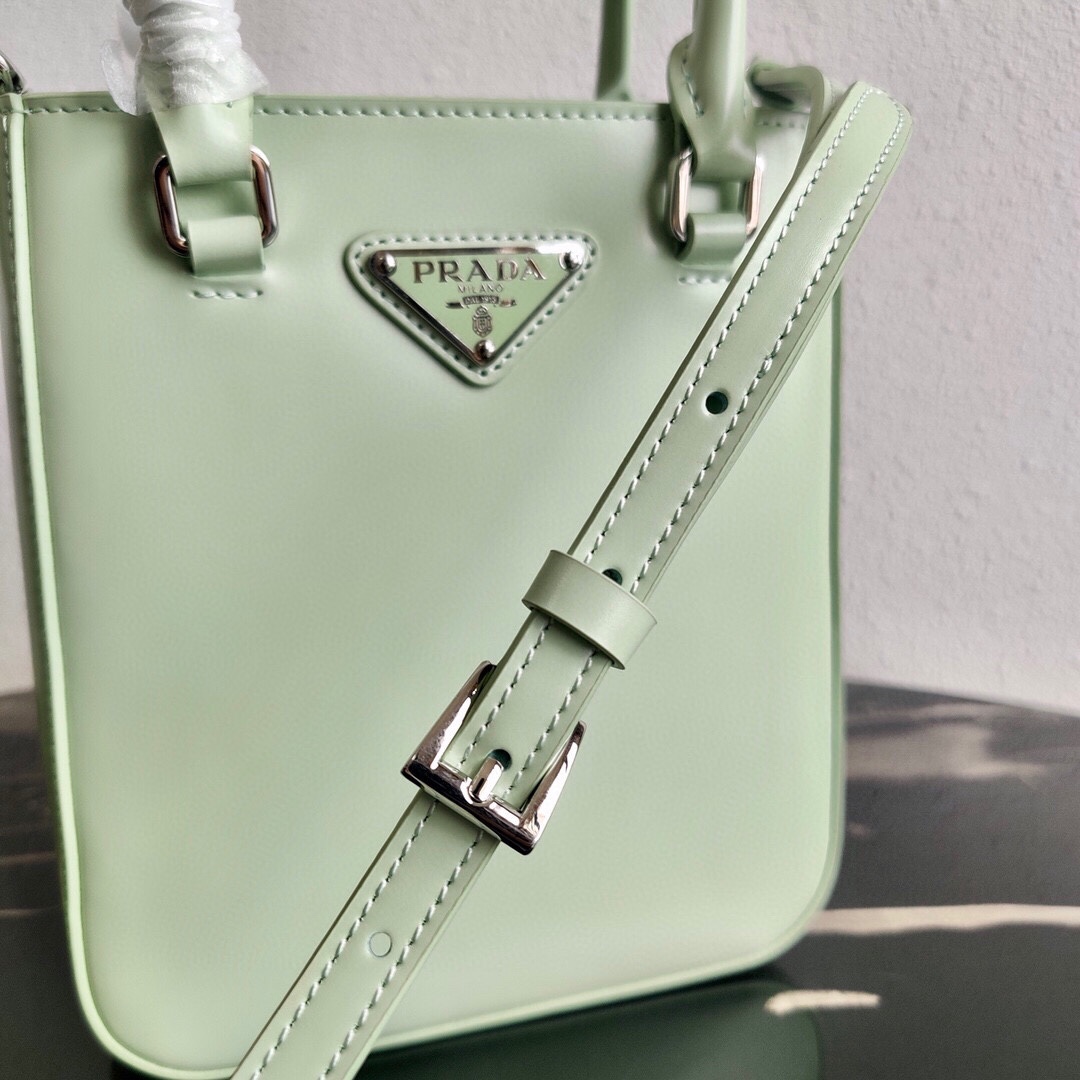 Prada Mini Leather Bucket Bag Shoulder Bag Light Green 1BA331